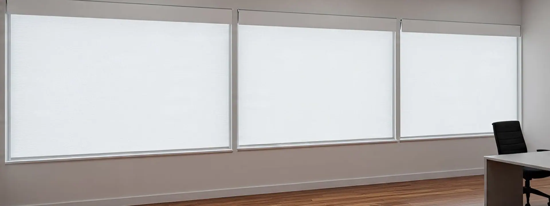 Ventanal con cortinas roller blancas en una sala luminosa